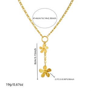 Stainless Steel <b>Long</b> Tassel Pendant <b>Necklace</b> With Flower Sun Moon Heart Charms For Women Fashion Jewelry Spring Summer Style - Product Image 4