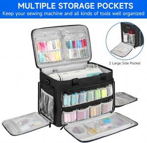 Free Sample Detachable Rolling Sewing Machine Carrying Case on Wheels, <b>Trolley</b> Tote <b>Bag</b> with Removable Bottom Wooden Board - Product Image 2