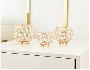 Photophore en verre ajouré octogonal, style rétro créatif, avec boule de cristal et perles, pour fêtes et mariages, à effet d'ambiance - Product Image 3
