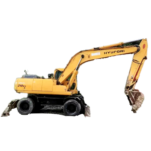Excavatrice sur pneus d'occasion Hyundai 210W-5, 21T, d'origine coréenne, faible nombre d'heures, système hydraulique, attache rapide, brise-roche, certifiée CE - Product Image 1
