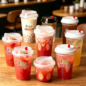 Vasos Desechables Transparentes de Plástico para Bebidas Frías, Disponibles en Todos los Tamaños, con Logotipo Personalizado, para Tiendas de Té de Burbujas, Matcha Helado - Product Image 1
