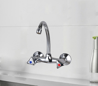 ITALOMIX robinet de cuisine classique moderne nouveauté Double poignée corps en zinc mural poli évier en céramique eau chaude et froide