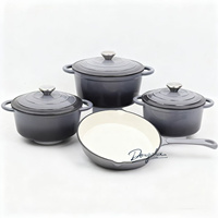 Ensemble de casseroles en fonte émaillée au prix d'usine - Antiadhésif, 7 pièces, ensemble de casseroles et poêles vertes, compatible four et cuisinière, durable