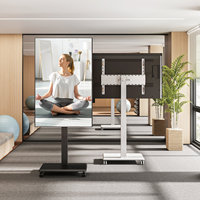 Support TV pivotant en acier pour téléviseurs de 42 à 75 pouces, support de sol réglable et portable avec base en verre trempé pour salon et chambre