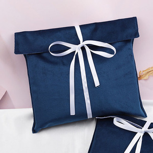 Fashion Velvet Envelope <b>Bag</b> Portable Ribbon Luxury Custom Logo Reusable Luxury Soft Velvet Wedding Gift <b>Packaging</b> <b>Bag</b> - Product Image 2