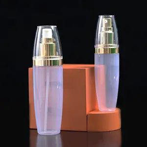 Cosmetic Container Packaging 100ML 150ML Transparent Plastic PET Lotion Bottle With Gold Pump