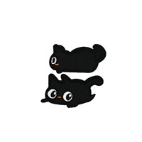 Patchs brodés en gros avec logo chat noir, à coudre ou thermocollants, pour ordinateur
