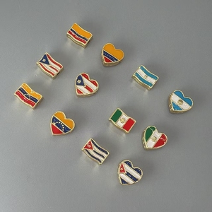 Abalorios de esmalte con bandera de Latinoamérica y Europa, diseño de corazón ondeante, para pulseras estilo <span class=keywords><strong>Pandora</strong></span> DIY, venta al por mayor - Product Image 3