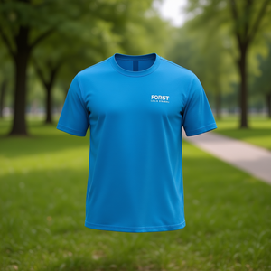 Camiseta de Manga Corta para Hombre, Corte Regular, Color Azul, con Logotipo Forst Estampado, Cuello Redondo, Diseño Informal de Tela de Punto de Color Sólido - Product Image 2