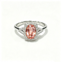 Laborgezüchteter Lebhaft Rosa-Orangefarbener Padparadscha-Saphir 925 Silberring für Damen Party Jubiläum Feiner Schmuck