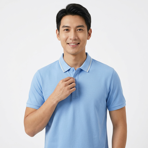 Custom Logo Men's <b>Polo</b> <b>Shirt</b> 100% Cotton Knitted Short Sleeve Anti Wrinkle Golf Training Wear - Product Image 3