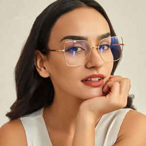 81160, venta al por mayor, monturas de anteojos grandes de Metal, gafas de bloqueo de luz azul cuadradas de gran tamaño Unisex, gafas ópticas con logotipo personalizado - Product Image 2