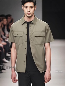 <span class=keywords><strong>Chemise</strong></span> décontractée d'été pour <span class=keywords><strong>homme</strong></span> en <span class=keywords><strong>lin</strong></span> respirant à manches courtes perlée avec poche et traitement anti-repassage - Product Image 2