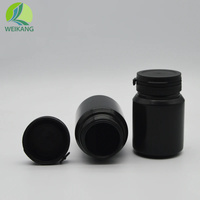 Flacon de médicament en plastique noir de qualité pharmaceutique, 60 ml, 100 ml, design à large ouverture