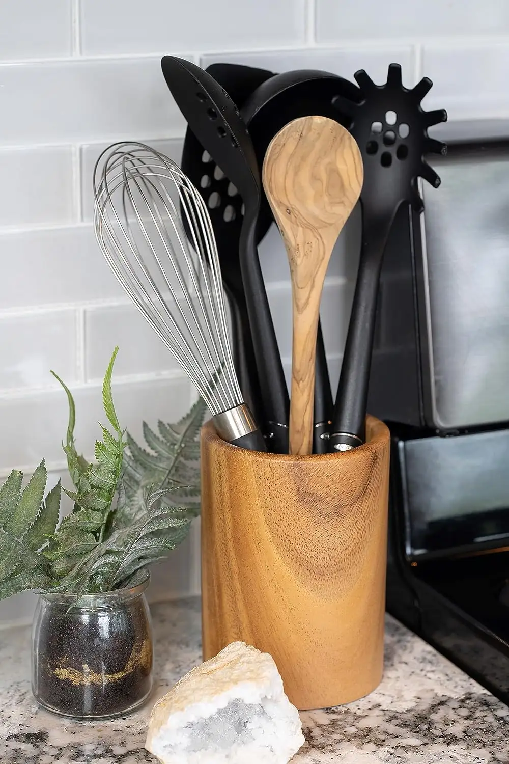 Houselin Acacia utensili in legno Organizer utensili da cucina stoccaggio portautensili in legno di Acacia per piano di lavoro della cucina