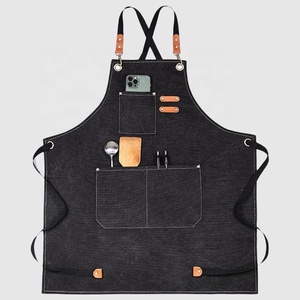 Biểu tượng tùy chỉnh bông nấu ăn BBQ đầu bếp nhà bếp denim vải in thêu trà sữa Hoa Cà Phê cửa hàng bồi bàn làm việc tạp dề - Product Image 2