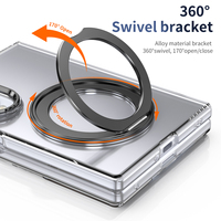Support rotatif à 360° magnétique transparent avec coque PC anti-jaunissement et protection militaire pour Flip 3-8