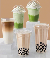 Gobelets en plastique PET transparents personnalisables avec couvercles pour matcha latte, café glacé à emporter, 12oz, 14oz, 16oz, 18oz, 20oz, 24oz