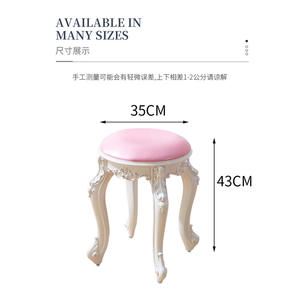 Tabouret de coiffeuse de style européen, rond, en métal, avec siège capitonné et rembourré, pour enfant, chaise de maquillage, tabouret de chambre de princesse - Product Image 2