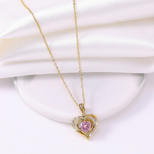 Collana Minimalista Huibao con Cuore in Zirconia Cubica, Ciondolo Aperto Placcato Oro in Acciaio Inossidabile, Catena Sottile, Regalo Romantico per Donne - Product Image 5