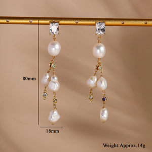 Pendientes <span class=keywords><strong>de</strong></span> Perlas Naturales <span class=keywords><strong>de</strong></span> Agua Dulce con Circonitas Arcoíris, Joyería <span class=keywords><strong>de</strong></span> Moda, Hechos a Mano, Regalo para Novia - Product Image 6