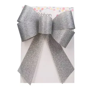 Grosir Glittering Pre-tie Bow untuk Pernikahan Natal Dekorasi Plastik Hadiah Dasi Kupu-kupu Mewah Pra-dibuat Pita Busur