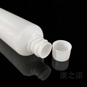 ขวดพลาสติกสีขาวทรงเพรียว 100 มล. พร้อมฝาปิด ปากขวดเล็ก ภาชนะบรรจุของเหลวเปล่า สำหรับเครื่องจ่ายแอลกอฮอล์ - Product Image 1