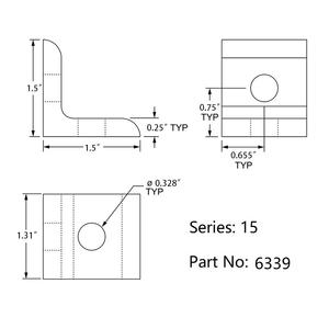 ขั้วต่อเข้ามุม2รูสำหรับโปรไฟล์อลูมิเนียมขนาด10/15นิ้วซีรีส์ ODM 15 6339 - Product Image 4