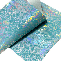 Rouleau holographique de 30cm x 135cm en similicuir à motif serpent, tissu synthétique en similicuir pour la fabrication de chaussures de sac