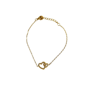 Fine Charm Bracelet 316L Stainless Steel PVD Gold Plating Interlocking Hearts Design - Product Image 2