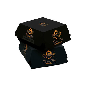 Custom Printed Disposable Fast Food Packaging Box Eco Friendly Compostable Kraft Paper Burger Hamburger Box