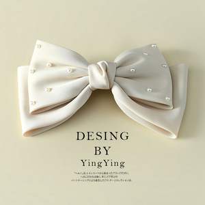Pince à cheveux en satin pour femmes coréennes avec pinces à cheveux Big Bow Pearl <span class=keywords><strong>Barrette</strong></span> - Product Image 6