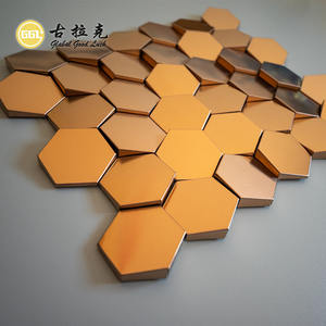 Carreaux de mosaïque en métal de couleur or en forme d'hexagone de surface <span class=keywords><strong>ondul</strong></span>ée brillante pour la décoration murale de chambre de mur de dosseret de cuisine - Product Image 5