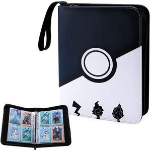 Carpeta de tarjetas de bolsillo para niños y niñas, compatible con TCG <span class=keywords><strong>Yugioh</strong></span>, juguetes de regalo, Pokeball blanco y negro, 400 - Product Image 1