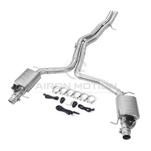 Système d'échappement double quadruple Valvetronic arrière central parfaitement compatible avec <span class=keywords><strong>Audi</strong></span> RSQ8/<span class=keywords><strong>SQ8</strong></span>, en acier inoxydable 304 sur mesure, poli miroir, épaisseur 1,5 mm - Product Image 2
