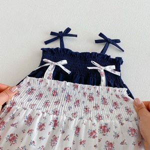 Tutina per Neonata con Elastico Arricciato e Fiocco, in Misto Cotone, Fantasia Floreale o Tinta Unita, per l'Estate e l'Uso Quotidiano all'Aperto - Product Image 3