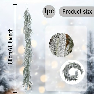 Guirlande de Noël artificielle en pin de Norfolk blanc neige, 1,8 m, en résine et caoutchouc souple, style suspendu - Product Image 2