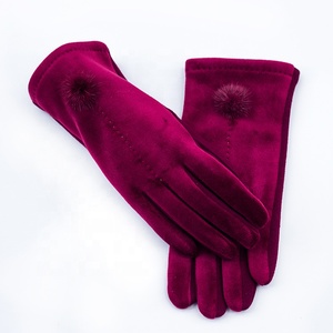 Venta caliente señoras púrpura Mies terciopelo tela pantalla táctil guantes de invierno - Product Image 4