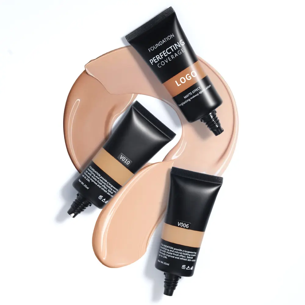 Oem Cosmetica Uw Logo Volledige Dekking Gezicht Foundation Crème Blijvende Matte Vloeibare Foundation Make-Up