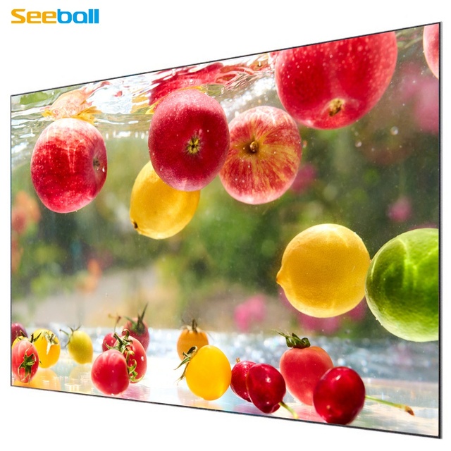 Seeball Home Cinema 120" 16:9 ALR UST Fixed Frame Projector Screen 10mm Narrow Bezel Aluminum Alloy Gain 0.8 Black PET Fabric 3D