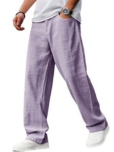 Pantalon ample en coton et lin de style japonais pour homme, grande taille, coupe décontractée, jambes larges, logo personnalisé - Product Image 5
