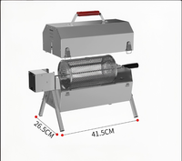 Gril BBQ Rotatif Automatique en Acier Inoxydable, Portable d'Extérieur, Électrique, Cage à Rôtir au Charbon, Usage Commercial et Domestique