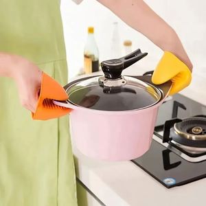 Maniques de four en silicone épaissies, gants de micro-ondes, isolation thermique, poignées antidérapantes pour grillades, clips pour bols et casseroles, cuisine - Product Image 2