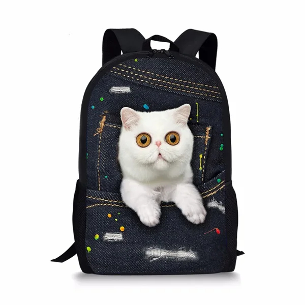 Animal Black Pocket Cats Designs for School Bags