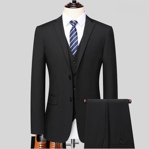 Nouveaux costumes de <span class=keywords><strong>mariage</strong></span> pour hommes S-6XL, blazer + gilet + pantalon, trois pièces, costumes de cérémonie, coupe ajustée, couleur unie, costumes de bureau - Product Image 1