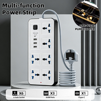 Enchufe de Extensión Profesional de 6 Vías, 3 USB, 1 Tipo C, 3 Metros, con Certificación CE ROHS