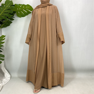 Super grande sconto prezzo $9.9 Chiffon Open Abaya con Hijab di alta qualità due pezzi Muslim Abaya fabbrica di moda all'ingrosso 1937 # - Product Image 4