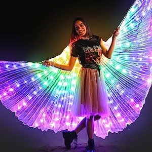 Nicro Kids Party Dress up Fairy Cosplay Luminous Brighter Rainbow Led Light Stage Halloween Wings Costume Dance Props Clothes