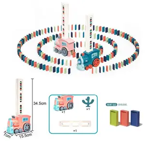 어린이 전기 도미노 미니 기차 자동 릴리스 및 라이센스 퍼즐 전기 장난감 자동차