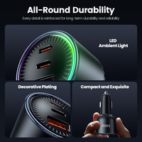 Chargeur de voiture HUGEEL Premium 240W 12-24V, charge rapide, design compact portable avec lumière LED pour téléphone, tablette, ordinateur portable, chargeurs de voiture